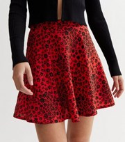 New Look Red Ditsy Floral High Waist Mini Flippy Skirt
